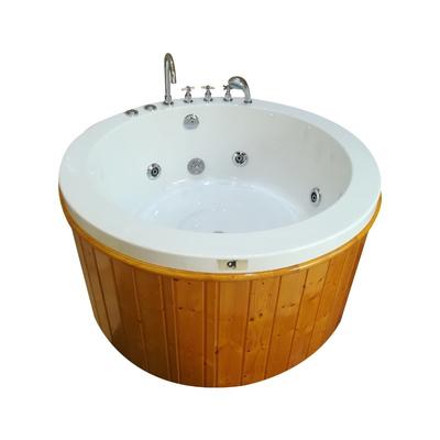 High Quality Acrylic Wooden Freestanding Round Whirlpool Bathtub