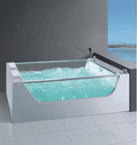 AD-626 hot sell acrylic clear tempered glass tub whirlpool massage square bathtub