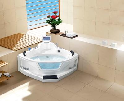 AD-8801 Triangle Shaped Acrylic Massage Bathtub with TV for 2 person