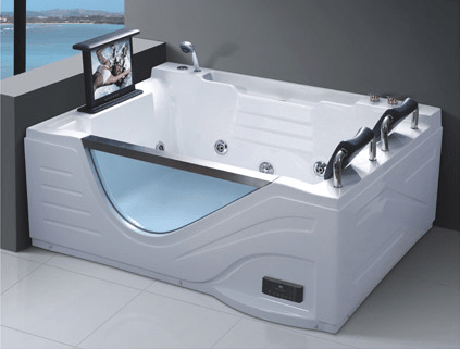 Wholesale Luxury Acrylic Spa Massage Bathing Pool 2 Person Whirlpool Bathtub with TV AD-614