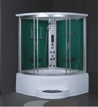 China luxury green tempered glass 2 person steam sauna room with acrylic massage bathtub AD-924