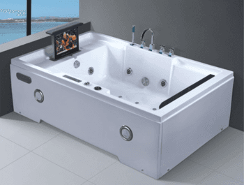 Best selling white or chocolate  2 person acrylic sheet bathtub whirlpool with tub headrest AD-664