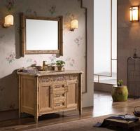 New Chinese  Top Style American ash Cabinet Bathroom storage cabinet with sliver mirror