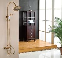 Gold Brass exposed wall mounted shower faucet/shower spas/three function shower system