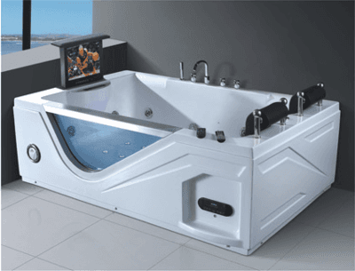 Big size double person bathtubs with tv and armrest bathtub FM radio sex massage hot tub AD-613
