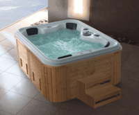 Large wood acrylic hydro massage spa pool whirlpool bathtub for 3 to 5 persons AD-809